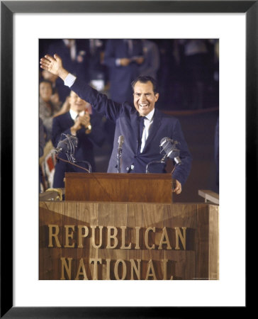 Politician Richard Nixon Waving From Platform At Republican National Convention by John Dominis Pricing Limited Edition Print image
