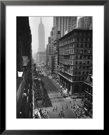 Columns Of Us Soldiers Marching Independence Day Parade Up 5Th Avenue by Andreas Feininger Pricing Limited Edition Print image