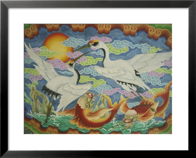 Ceiling Mural Of Cranes And Catfish, Nankunshen Temple, Peimen, Taiwan by Steve Satushek Pricing Limited Edition Print image