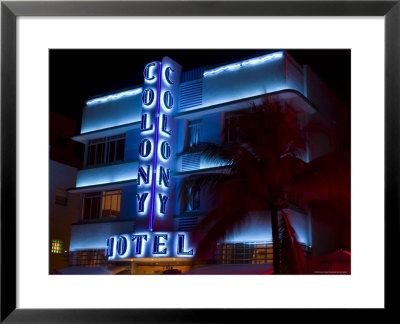 Nighttime View Of Art Deco Colony Hotel, South Beach, Miami, Florida, Usa by Nancy & Steve Ross Pricing Limited Edition Print image