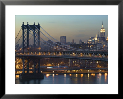 Manhattan Bridge And Empire State Bldg, New York, Usa by Walter Bibikow Pricing Limited Edition Print image