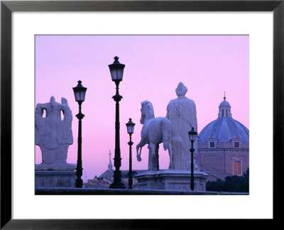 Statues Of Mario's Triumph And Castor Amongst Old Street-Lamps, Rome, Italy by Jonathan Smith Pricing Limited Edition Print image