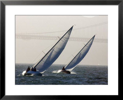 Two Sailboats Race Upwind Towards The Golden Gate Bridge, San Francisco Bay, California by Skip Brown Pricing Limited Edition Print image