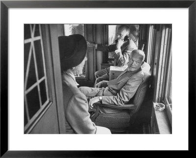Dwight D. Eisenhower On The Train During The Presidential Campaigns by Joe Scherschel Pricing Limited Edition Print image