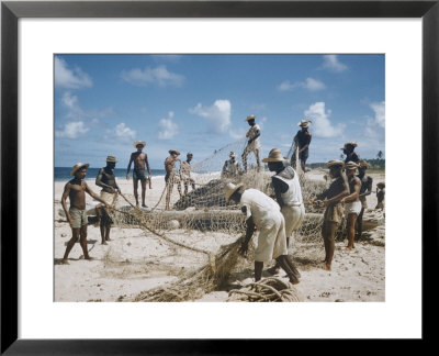 Bahia Fisherman On Beach With Their Nets by Dmitri Kessel Pricing Limited Edition Print image