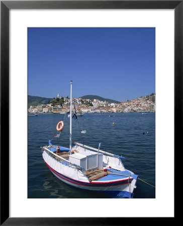 Small Boat In Harbour On Poros, Saronic Islands, Greek Islands, Greece, Europe by Lightfoot Jeremy Pricing Limited Edition Print image