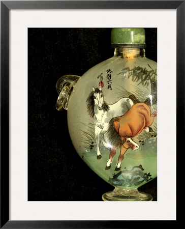 Hand Painted Snuff Bottles With Jade Tops And Horse Globe, Chinese Handicrafts, China by Cindy Miller Hopkins Pricing Limited Edition Print image