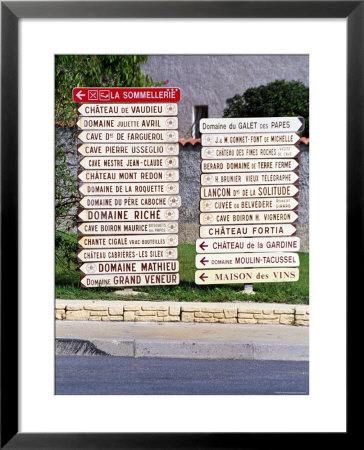 Road Signs To Wine Producers In Chateauneuf-Du-Pape, France by Per Karlsson Pricing Limited Edition Print image