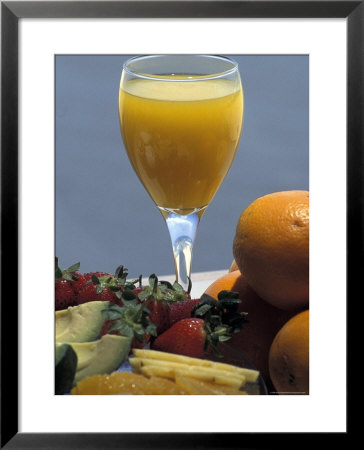 Orange Juice And Breakfast Fruits In A Hotel In Tel Aviv, Israel by Richard Nowitz Pricing Limited Edition Print image