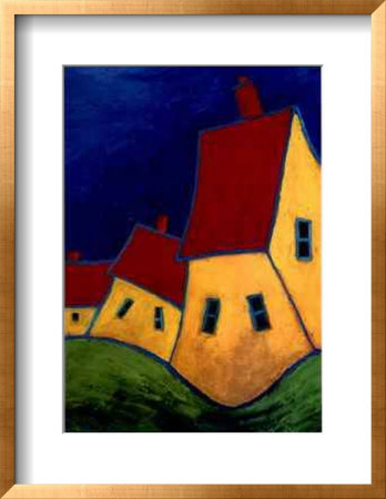 Three Yellow Houses by Carol Ann Shelton Pricing Limited Edition Print image