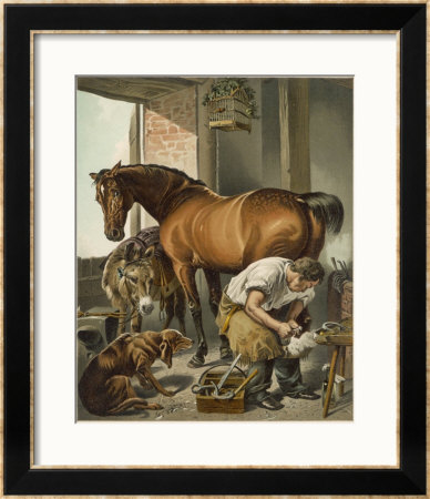 Blacksmith Puts A New Shoe On A Bay Mare by Edwin Henry Landseer Pricing Limited Edition Print image