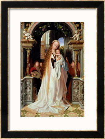 Virgin And Child With Three Angels, Central Panel Of A Triptych, Circa 1509 by Quentin Metsys Pricing Limited Edition Print image