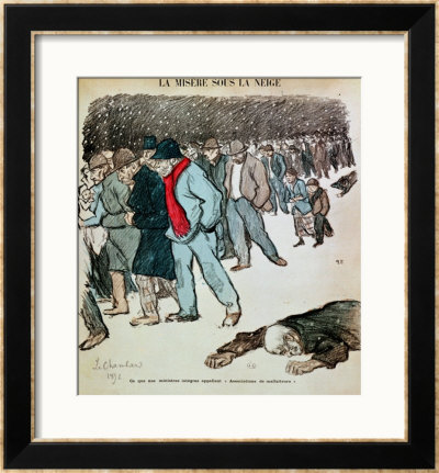 The Misery Of Workers And The Unemployed In The Snow, Illustration From Le Chambard Socialiste by Theophile Alexandre Steinlen Pricing Limited Edition Print image