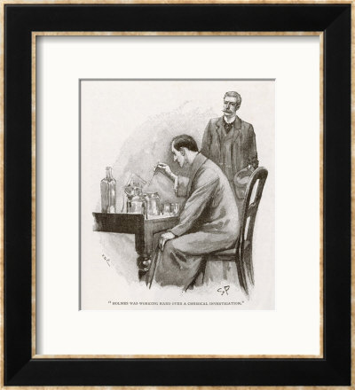 The Naval Treaty Holmes Busy With His Chemistry Apparatus At Baker Street by Sidney Paget Pricing Limited Edition Print image