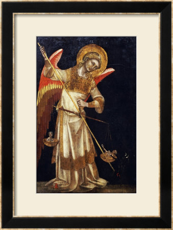 An Angel Protecting A Soul In The Balance From The Devil by Guariento Di Arpo Pricing Limited Edition Print image