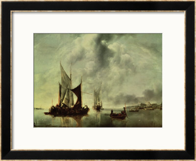 Calm Or, Boats Near The Coast, After 1651 by Jan Van De Capelle Or Cappelle Pricing Limited Edition Print image