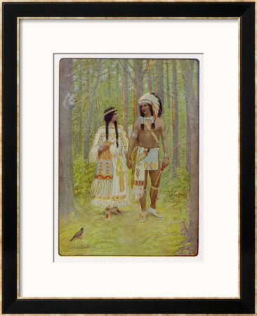 Hiawatha With His Bride Minnehaha Walking Hand In Hand by M. L. Kirk Pricing Limited Edition Print image