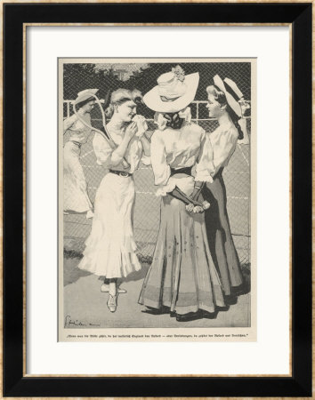 German Girls Talking Beside A Tennis Court by Ernst Heilemann Pricing Limited Edition Print image