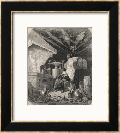 An Alchemist Anxiously Watches The Progress Of His Work by Gustave Dore Pricing Limited Edition Print image