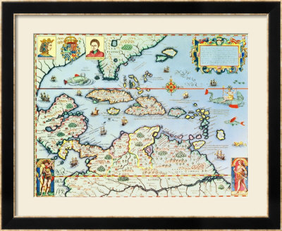 Map Of The Caribbean Islands And The American State Of Florida by Theodor De Bry Pricing Limited Edition Print image