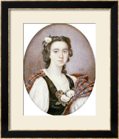 Flora Macdonald (1722-1790), In Black And White Dress With Bouquet Of Roses And Tartan Plaid by George Murray Pricing Limited Edition Print image