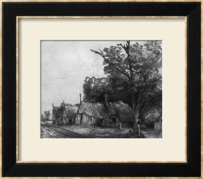 Landscape With Three Cottages, 1650 by Rembrandt Van Rijn Pricing Limited Edition Print image