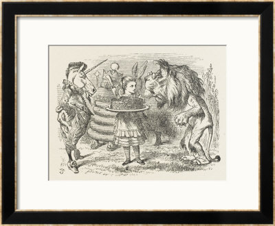 Lion And Unicorn Alice With The Lion And The Unicorn, And A Plum Cake by John Tenniel Pricing Limited Edition Print image