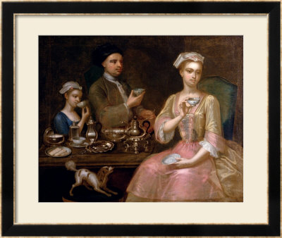A Family Of Three At Tea, Circa 1727 by Johann Zoffany Pricing Limited Edition Print image