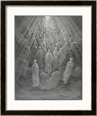 Huge Host Of Angels Descend Through The Clouds In Paradise by Gustave Doré Pricing Limited Edition Print image