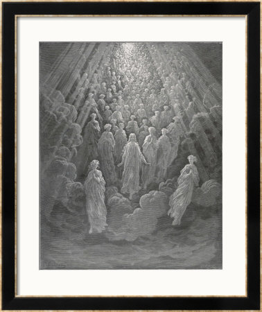 Huge Host Of Angels Descend Through The Clouds In Paradise by Gustave Dore Pricing Limited Edition Print image