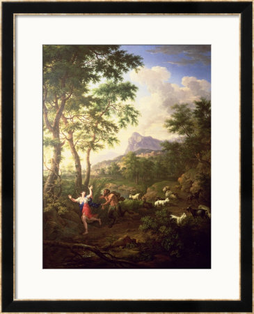 An Arcadian Landscape With Pan And Syrinx by Jacob De Heusch Pricing Limited Edition Print image