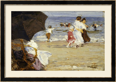 The Beach Umbrella by Edward Henry Potthast Pricing Limited Edition Print image