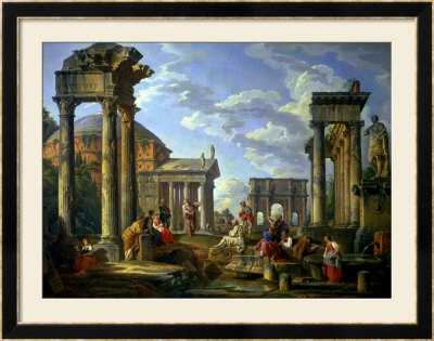 Roman Ruins With A Prophet, 1751 by Giovanni Paolo Pannini Pricing Limited Edition Print image
