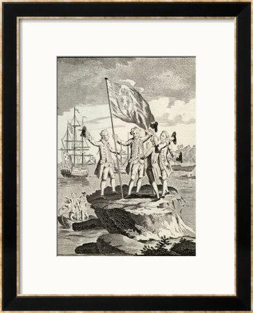 Bougainville And His Men Raise The French Flag On A Small Rock On The Magellan Straits by Vangro Pricing Limited Edition Print image