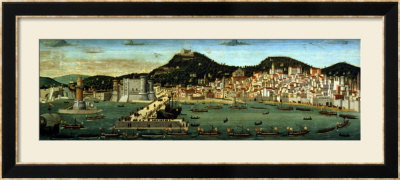 View Of Naples Depicting The Aragonese Fleet Re-Entering The Port After The Battle Of Ischia by Francesco Rosselli Pricing Limited Edition Print image