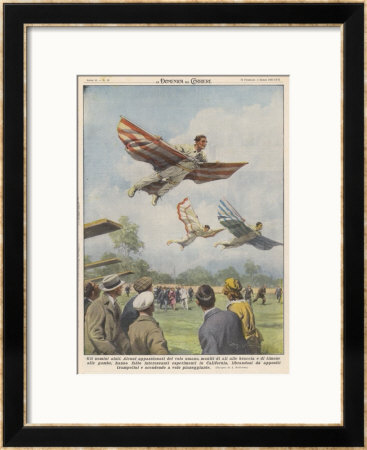 New Sport In California, Birdmen Launch Themselves From High Springboards by Achille Beltrame Pricing Limited Edition Print image