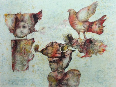 Femmes Et Oiseau by Sakti Burman Pricing Limited Edition Print image