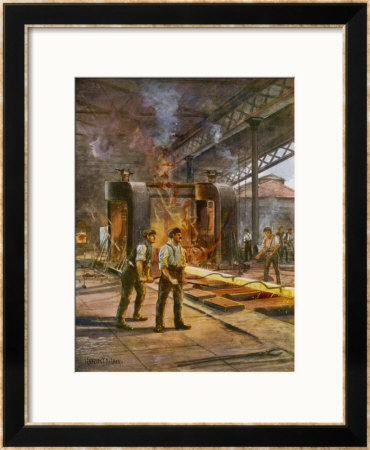 Rolling Steel In A British Steelworks by Charles J. De Lacy Pricing Limited Edition Print image