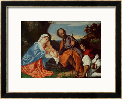 The Holy Family And A Shepherd, Circa 1510 by Titian (Tiziano Vecelli) Pricing Limited Edition Print image