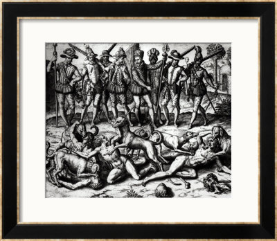 The Dogs Of Vasco Nunez De Balboa Attacking The Indians by Theodor De Bry Pricing Limited Edition Print image