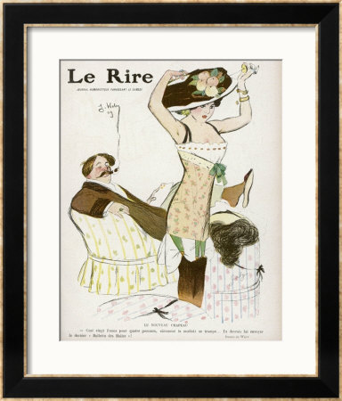 Young Woman In Corset Chemise And Stockings Secures Her New Hat by Jacques Wely Pricing Limited Edition Print image