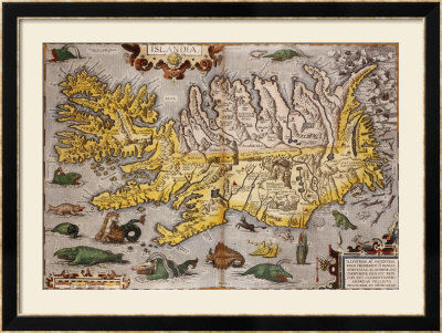 Hand Colored Map Of Iceland, 1595 by Abraham Ortelius Pricing Limited Edition Print image