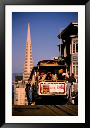 Cable Car On Nob Hill With Transamerica Building In Background, San Francisco, U.S.A. by Thomas Winz Pricing Limited Edition Print image