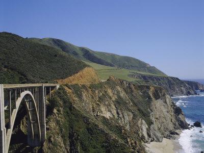 The Coast And Bixby Bridge On The Pacific Highway, Route 1, California, Usa by David Hughes Pricing Limited Edition Print image