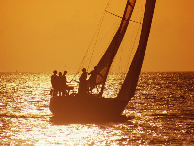 People On Sailboat At Sunset by Carl & Ann Purcell Pricing Limited Edition Print image