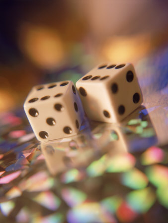 Two Dice On Holographic Surface by Peter Scholey Pricing Limited Edition Print image