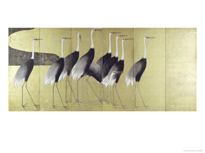 Cranes On Folding Screen by Ogata Korin Pricing Limited Edition Print image