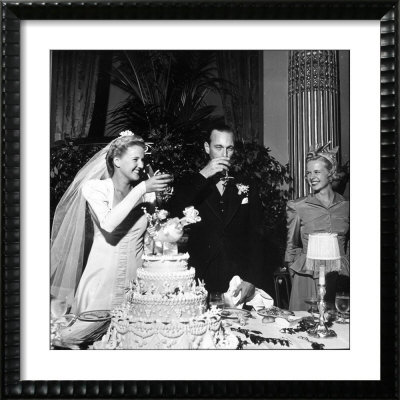 Bride And Groom Drinking Champagne After Wedding Ceremony In Manhattan by John Phillips Pricing Limited Edition Print image