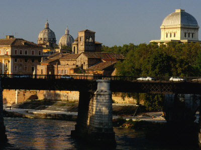 Bridge Over River Tiber And City Skyline, Rome, Italy by Jon Davison Pricing Limited Edition Print image