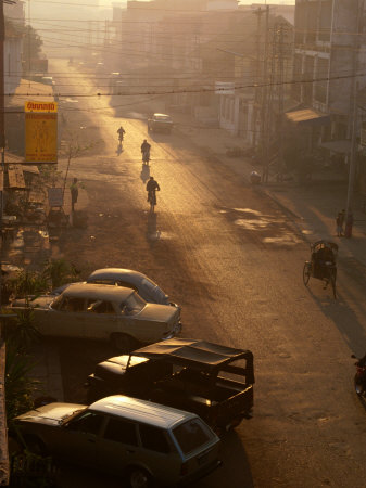 Early Morning On Heng Boun Street, Vientiane, Laos by Bernard Napthine Pricing Limited Edition Print image